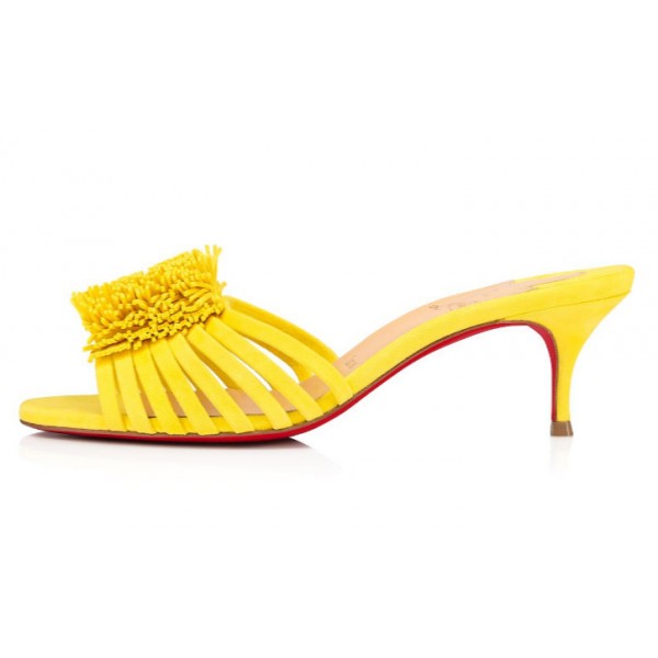 Cheap Christian Belbrossa Mules shoes - YELLOW SUEDE, Louboutin UK outlet