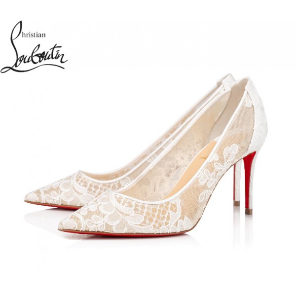 Cheap Christian Louboutin Lace 554 Pumps shoes Off White
