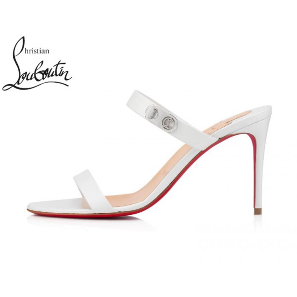 Cheap Christian Louboutin Lock Me Mule Shoes White Kid Discount Louboutin Uk