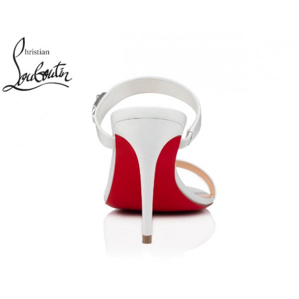 Cheap Christian Louboutin Lock Me Mule Shoes White Kid Discount Louboutin Uk