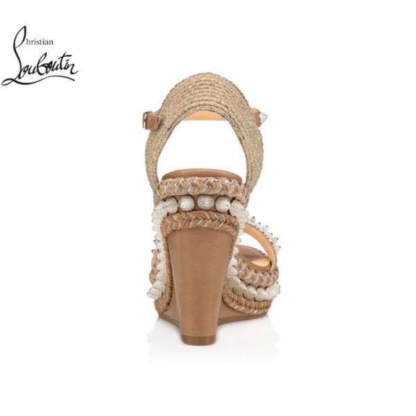 Discount Christian Louboutin Lata Wedges Shoes Brown Calf Cheap Louboutin Uk