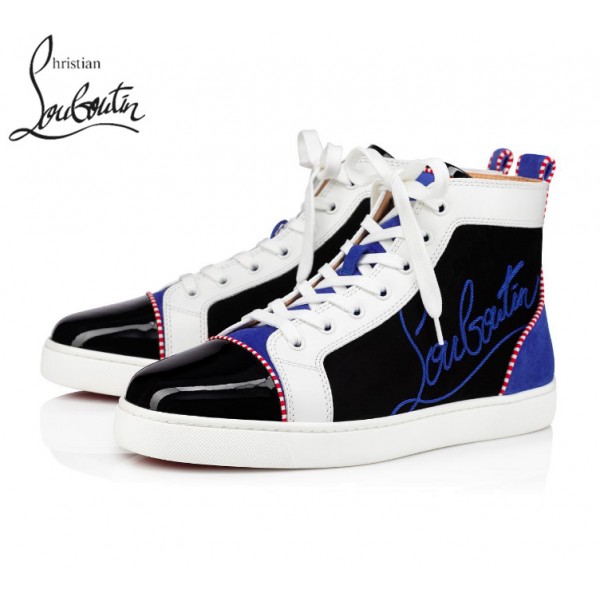 Navy louboutin sneakers clearance