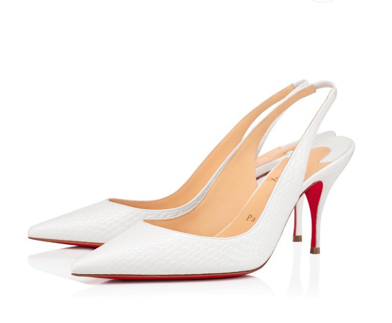 Cheap Christian Clare Sling Pumps shoes WHITE Louboutin store