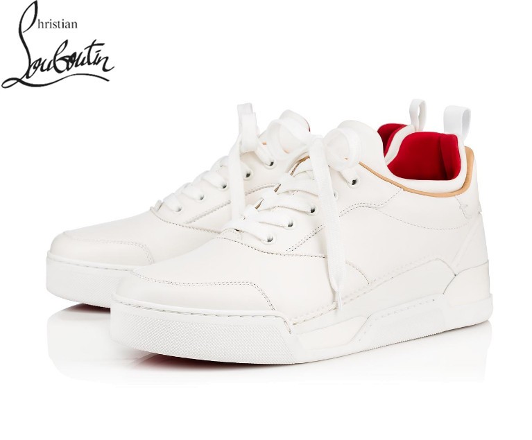 Discount Christian Louboutin Aurelien Low Tops shoes - WHITE CALF, Louboutin  UK