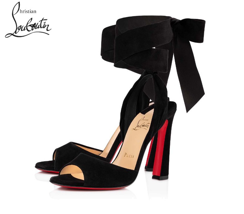 Christian Louboutin Rose Amelie Sandals shoes - BLACK VEAU VELOURS