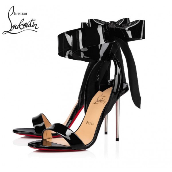 cheap Christian Louboutin Epic Rose Sandals shoes - BLACK PATENT, UK site