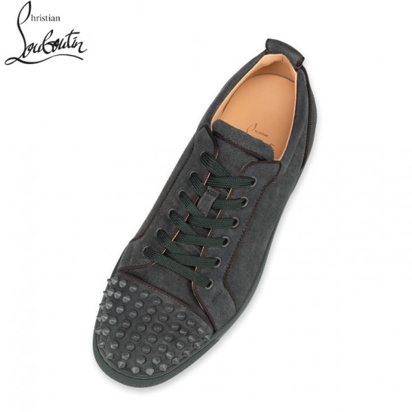 Cheap Christian Louboutin Louis Junior Spikes Orlato Low Tops shoes - GREY SUEDE, Louboutin UK