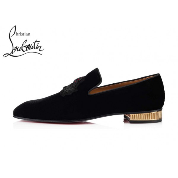 Christian Louboutin Captain Colonnaki Flat Loafers shoes BLACK
